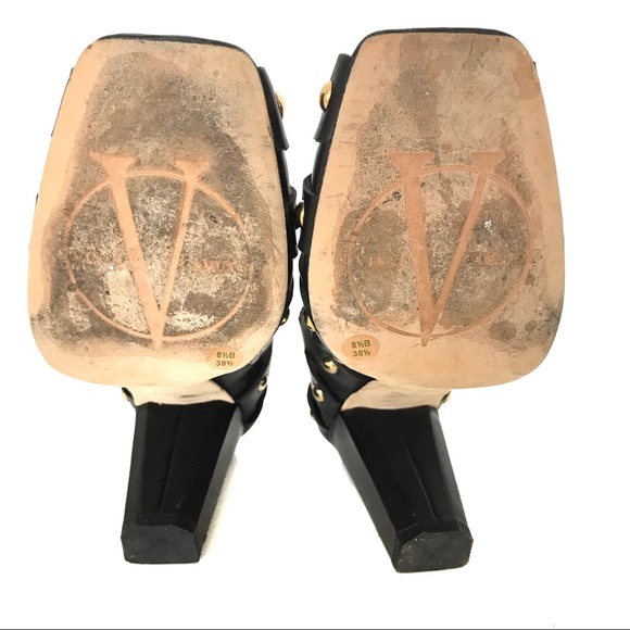 New! Vince Camuto Open Toe Studded Chunky Heels - Picture 10 of 12